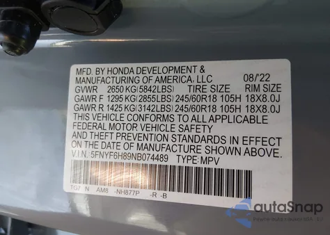 2022 Honda Pilot Awd Trailsport z USA, uszkodzony, nr VIN 5FNYF6H89NB074489